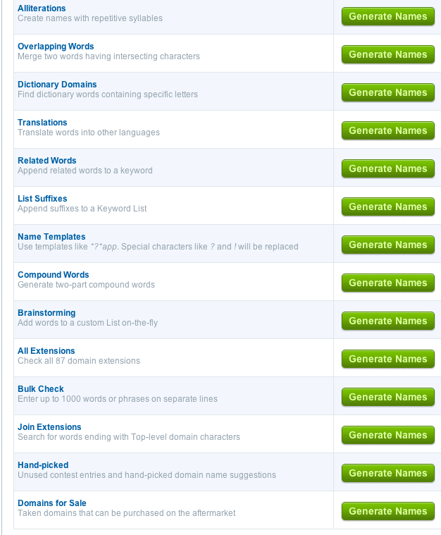 Namestation features list