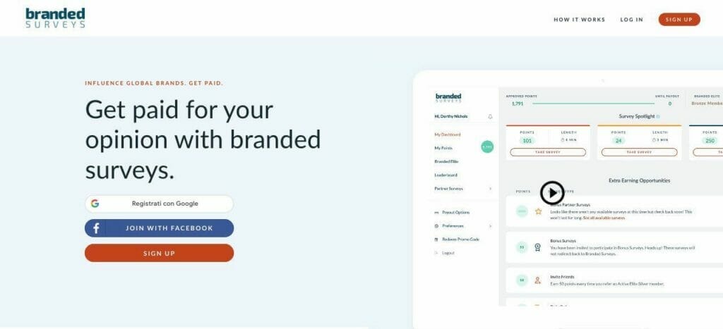 Branded Surveys homepage