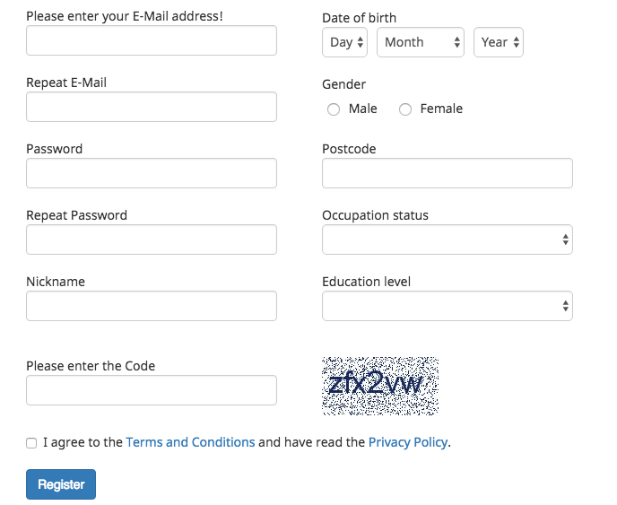 registration form