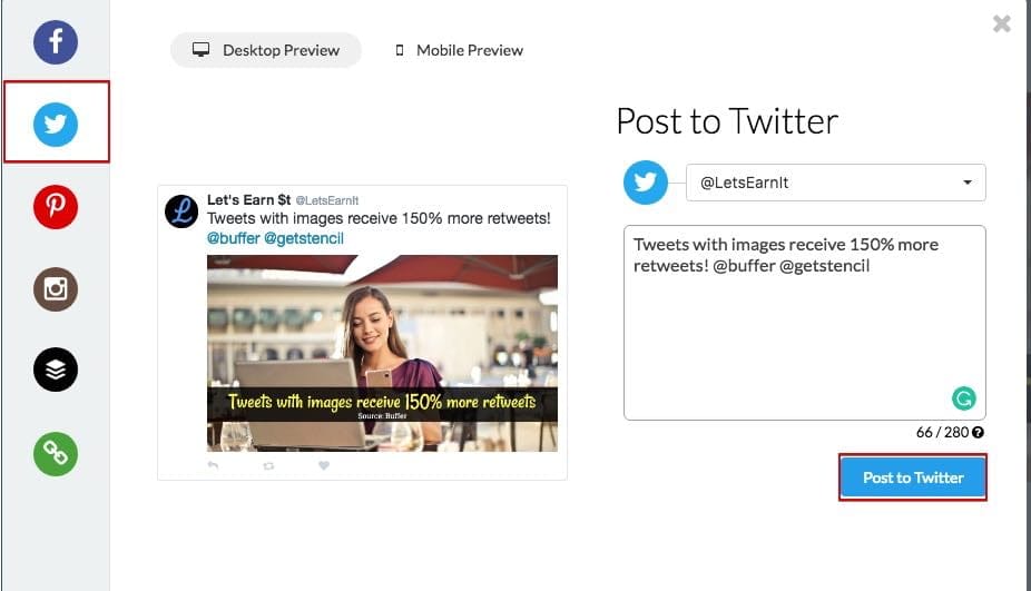 step4 - publishing directly on twitter