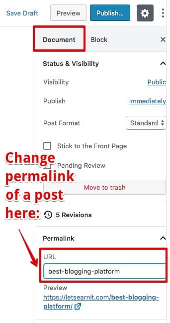 change permalink of a post