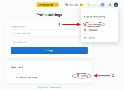 How to delete my HoneyGain account