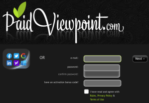 PaidViewPoint.com registration page