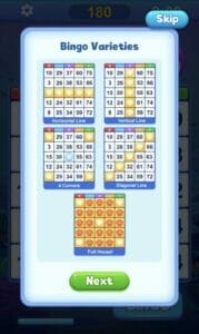 Bingo Varieties - winning patterns